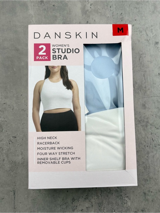 Other - Danskin women’s studio bra 2-pack blue and white size M high neck